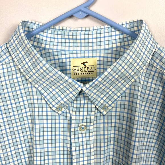 Genteal Fremont Softouch® Performance Sport Shirt in Adriatic blue plaid XXXL - Picture 9 of 13